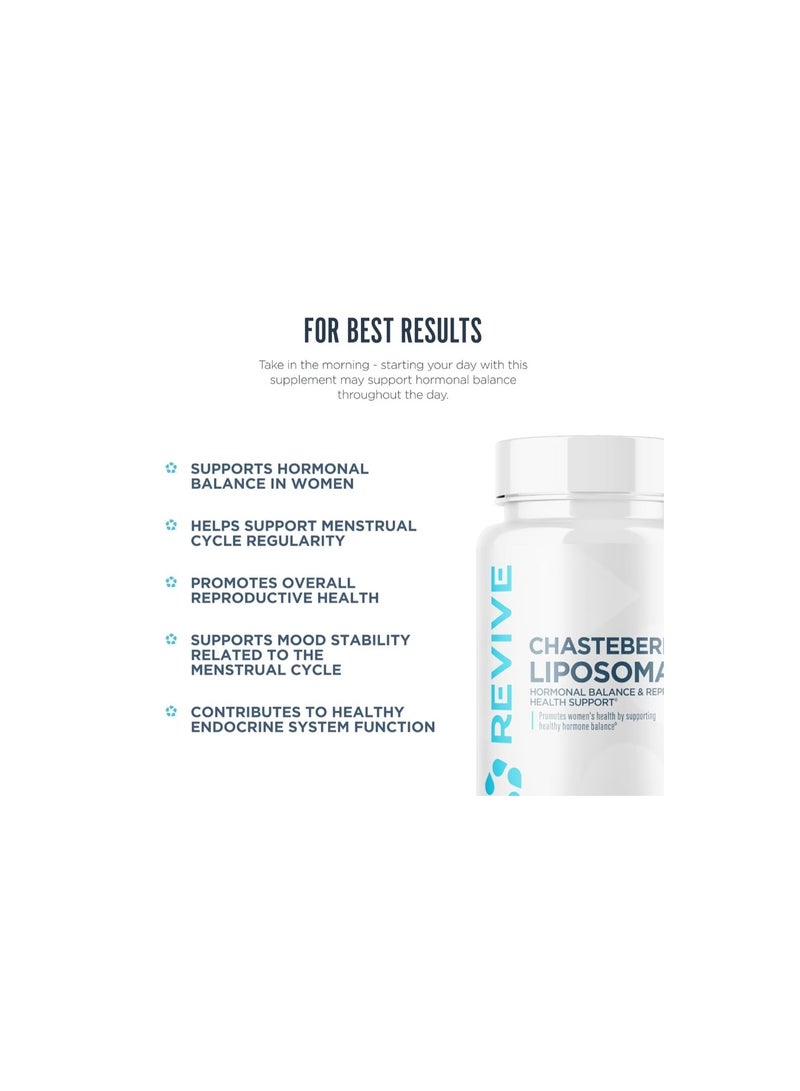 Revive Chasteberry Liposomal support hormonal balance, menstrual comfort and reproductive wellness 30 Tablets - Image 2